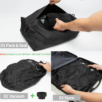 17L 28L 35L travel Vacuum Bag Reusable Storage Bag Outdoor Compression Bag with Air Pump（DOUBLE CLICK TO  START) for Suitcases