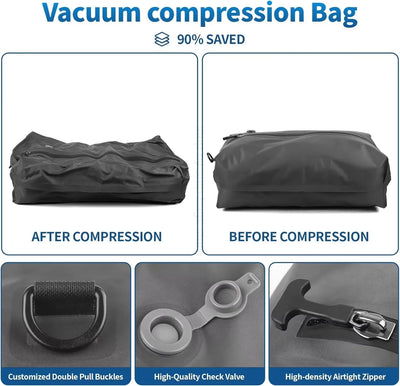 17L 28L 35L travel Vacuum Bag Reusable Storage Bag Outdoor Compression Bag with Air Pump（DOUBLE CLICK TO  START) for Suitcases